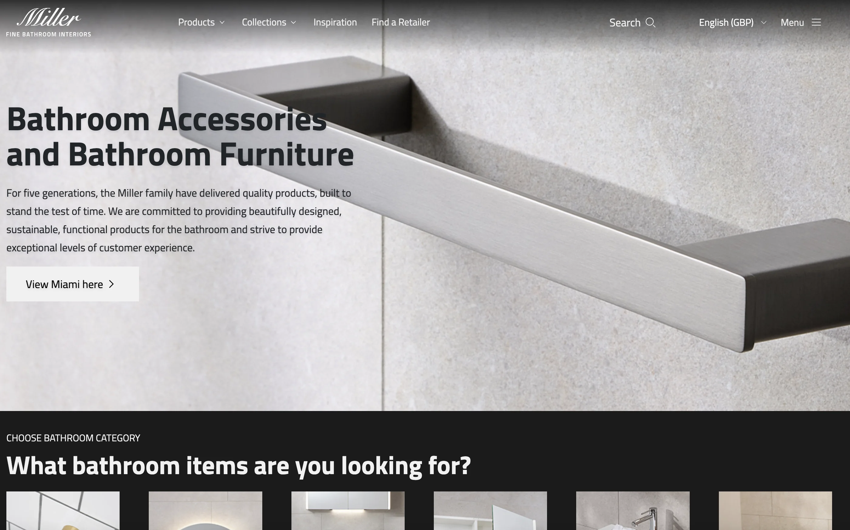 Miller Fine Bathroom Interiors website screenshot